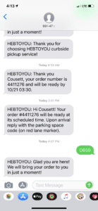 HEB Curbside Pickup Text Exchange