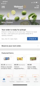 Walmart Grocery curbside app