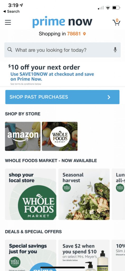 Prime Now not curbside but delivery