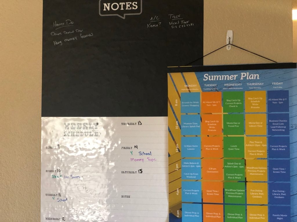 My family board has my summer plan along with various whiteboards to keep us organized. 