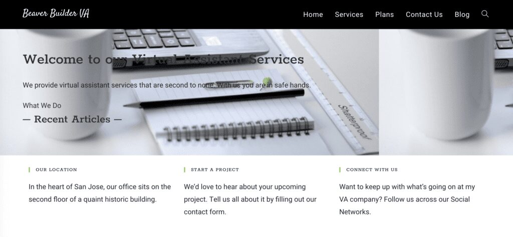 VA Website with Beaver Builder plugin disabled.