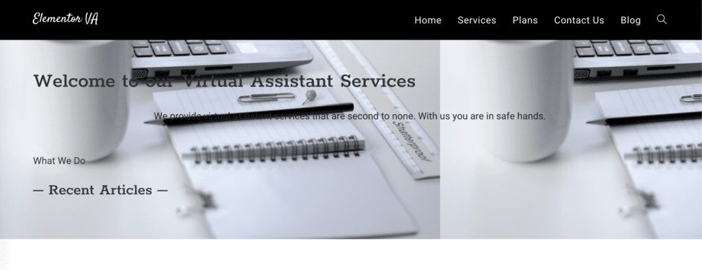 VA Website with Elementor plugin disabled.