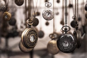 Assorted silver colored pocket watch lot selective focus photo