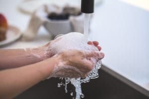 Person washing his hand