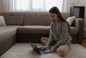 work from home, woman, laptop