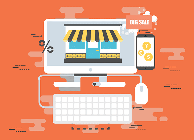 An illustration of a website store