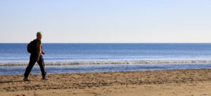 man, walking, beach